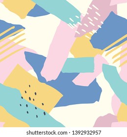 Abstract vector seamless pattern, background with papercut elements and texture. Suitable for creating greeting cards, invitations, banners, web, flyers, backgrounds, covers, brochures, posters.