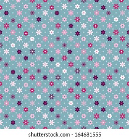 Abstract vector seamless pattern background with  small flowers