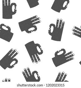 Abstract vector seamless pattern with black hands on white background