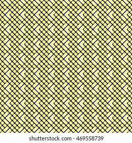 Abstract vector seamless pattern. Black and yellow colors. Checkered and diagonal background.