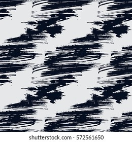 Abstract vector seamless pattern with black ink strokes. Grunge style.