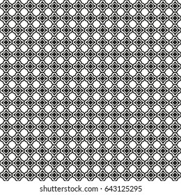 Abstract vector seamless pattern with black figures. Monochrome background. Wallpaper for interior design