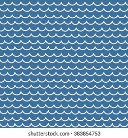 Abstract vector seamless pattern. Blue and white hipster print with hand drawn stripes and waves. Trendy monochrome texture with hand drawn doodle lines. Stylish linear graphic design.