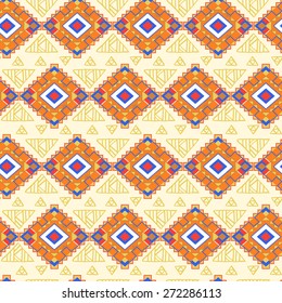 Abstract vector seamless pattern with bright tribal ornament
