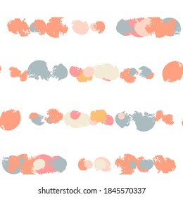 Abstract vector seamless pattern with brush stains. Rounded confetti like shapes in positive colors. Background for wallpaper, textile and web design.
