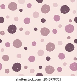 Abstract vector seamless pattern with brush blobs circles on the pink background. Stamp texture. Painted repeating block illustration for wrapping, packaging, fabrics and other design.