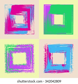 Abstract vector seamless pattern with brush strokes squares