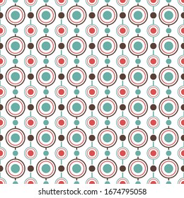 Abstract vector seamless pattern with color circles and rings.