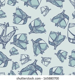 abstract vector seamless pattern with colorful birds