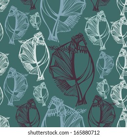 abstract vector seamless pattern with colorful birds