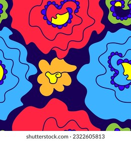 Abstract vector seamless pattern with colorful flower pattern