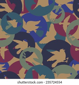 abstract vector seamless pattern with colorful birds 