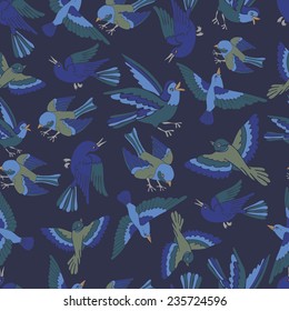 abstract vector seamless pattern with colorful birds 