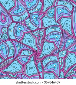 Abstract vector seamless pattern with colorful drawings. Endless decorative texture. You can use it in interior design or as a textile print