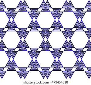 Abstract Vector seamless pattern with complex geometry style. Repeating triangle, line. blue gradient