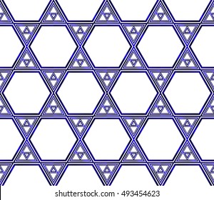 Abstract Vector seamless pattern with complex geometry style. Repeating triangle, line. blue gradient