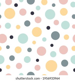 Abstract vector seamless pattern. Abstract contemporary modern trendy vector illustration. Children's design. Colored circles pattern