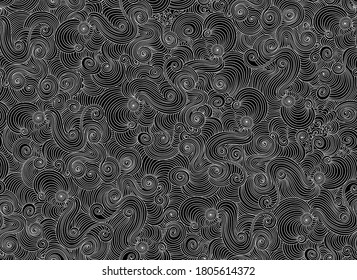 Patrón abstracto sin fisuras vectorial con líneas onduladas y garabatos