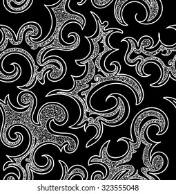 Abstract vector seamless pattern with curling shapes. Decorative endless texture