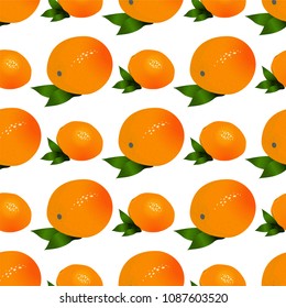 Abstract Vector seamless pattern. Cute different oranges, tropical fruits background. Perfect for kitchen, food, drinks, juice, textile and paper texture design and more. Bright summer theme