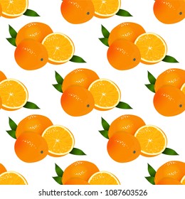 Abstract Vector seamless pattern. Cute oranges, tropical fruits background. Perfect for kitchen, food, drinks, juice, textile and paper texture design and more. Bright summer theme