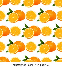 Abstract Vector seamless pattern. Cute oranges, tropical fruits background. Perfect for kitchen, food, drinks, juice, textile and paper texture design and more. Bright and juicy theme