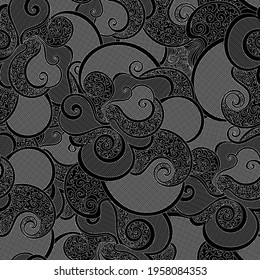 Abstract vector seamless pattern with decorative handwritten figured ornaments 