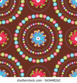 Abstract vector seamless pattern with decorative flowers. Background for textile, book covers, manufacturing, fabric, cloth design, wallpapers, print.