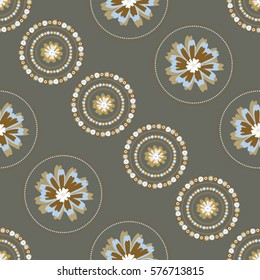 Abstract vector seamless pattern with decorative flowers. Background for textile, book covers, manufacturing, fabric, cloth design, wallpapers, print.