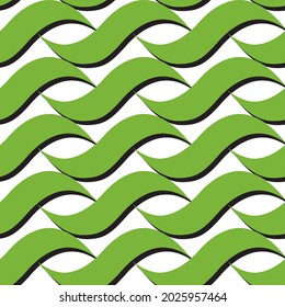 Abstract Vector Seamless Pattern Design With Green Wavy Elements