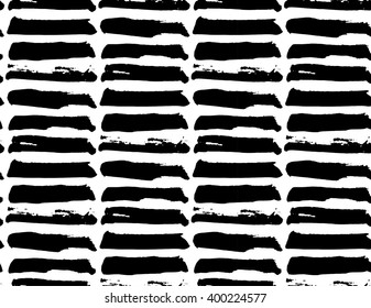 abstract vector seamless pattern with different brush strokes  in black