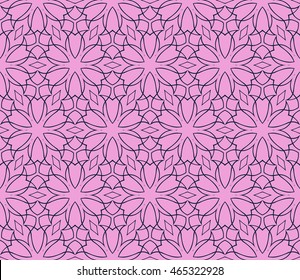Abstract Vector seamless pattern with digital abstract floral and leave style. purple color. For modern interiors design, holiday wallpaper, textile industry