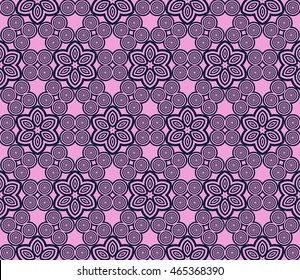 Abstract Vector seamless pattern with digital abstract floral and leave style. purple color. For modern interiors design, holiday wallpaper, textile industry