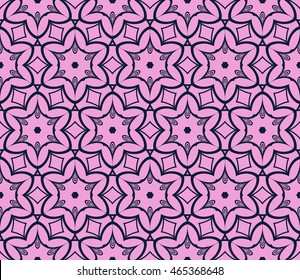 Abstract Vector seamless pattern with digital abstract floral and leave style. purple color. For modern interiors design, holiday wallpaper, textile industry