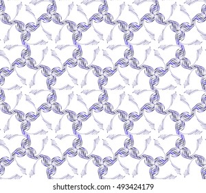 Abstract Vector seamless pattern with digital floral style. blue gradient color.