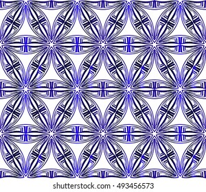 Abstract Vector seamless pattern with digital floral style. blue gradient color.