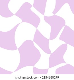 Abstract vector seamless pattern with distorted cage in y2k style. Twisted checkered funky background. 90s, 00s aesthetic. Retro wavy psychedelic checkerboard
