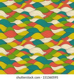 Abstract vector seamless pattern with doodle weaving hand drawn shapes