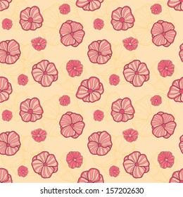 Abstract vector seamless pattern with doodle flowers