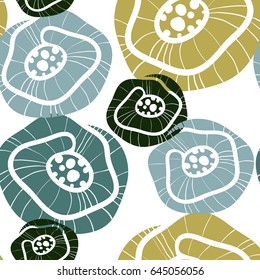 Abstract vector seamless pattern. Doodle style flowers, spring summer floral background. Endless floral pattern for wallpaper, pattern fills, web page background, surface textures