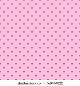 Abstract Vector Seamless Pattern With Dots On Pink Background. Flat Illustration Of Circles. Color Image With Geometric Figures. Hipster Filing. Beautiful Composition. Cute Print.