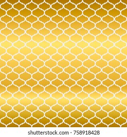 Abstract vector seamless pattern with elegant forms on gold background. Flat illustration of shapes. Color image with geometric figures. Hipster filing. Beautiful composition. Cute print.
