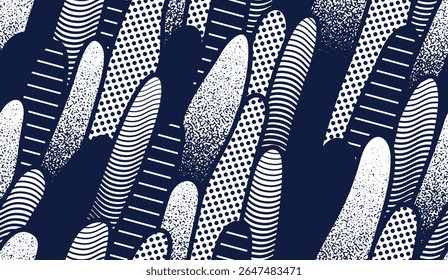 Vetor abstrato padrão sem costura, fundo de motivo infinito de algumas plantas tema biologia, arte de azulejos com organismos biológicos olhar como formas.