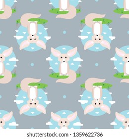 abstract vector seamless pattern with fennec fox