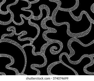 Abstract vector seamless pattern with figured lacy white lines