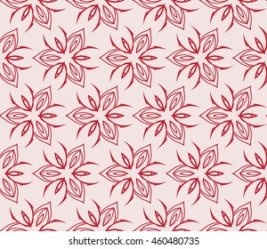Abstract Vector seamless pattern with abstract floral and leave style. For interior design, printing, wallpaper, textile industry and holiday postcard.  pink shades on a light pink background