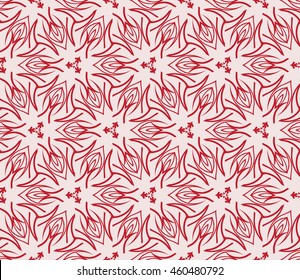 Abstract Vector seamless pattern with abstract floral and leave style. For interior design, printing, wallpaper, textile industry and holiday postcard.  pink shades on a light pink background