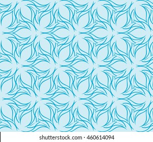 Abstract Vector seamless pattern with abstract floral and leave style. For interior design, printing, wallpaper, textile industry and holiday postcard.  blue shades on a light blue background