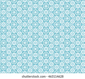 Abstract Vector seamless pattern with abstract floral and leave style. Repeating sample figure and line. For modern interiors design, wallpaper, textile industry. Blue color