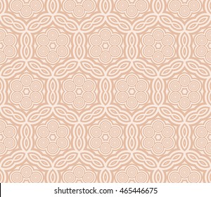 Abstract Vector seamless pattern with abstract floral and leave style. Repeating sample figure and line. For modern interiors design, wallpaper, textile industry. Beige color